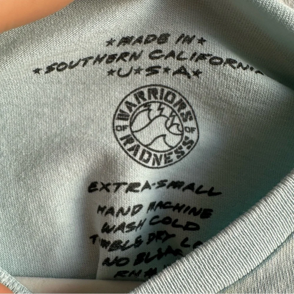 Vintage American Apparel So Cal Graphic Short Sleeve Tie Back Crop Tee Turquoise - Picture 9 of 10